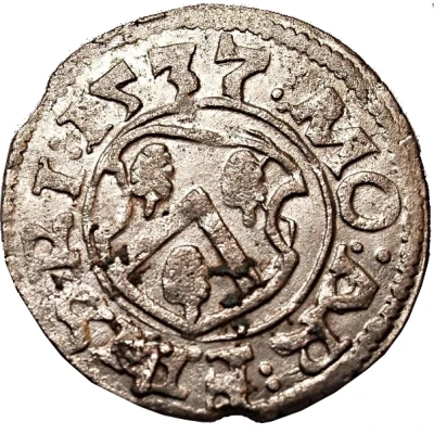 1 Schilling - Thomas Schöning Koknese; fancy cross; smooth top; with border and with long staffs front