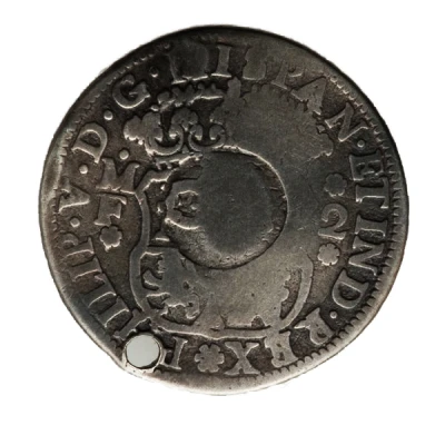 1 Shilling 8 Pence - George II PHILIP V D G HISPAN ET IND REX; Mexico City mint; countermarked ND front