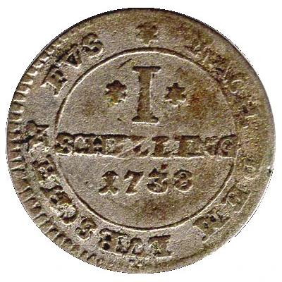 1 Shilling - George II August back