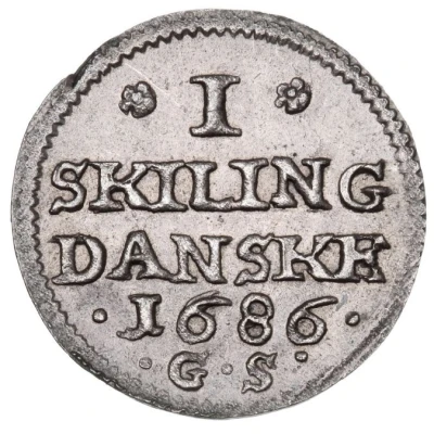 1 Skilling Dansk - Christian V back