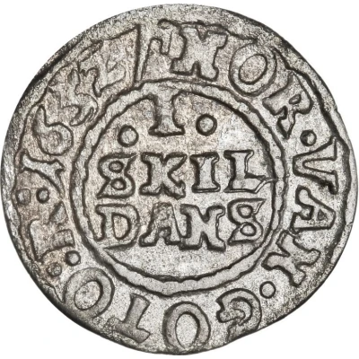 1 Skilling Dansk - Frederik III Shield type IIc back