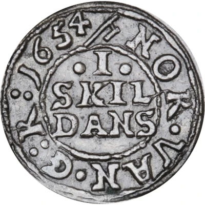 1 Skilling Dansk - Frederik III Shield type IId back