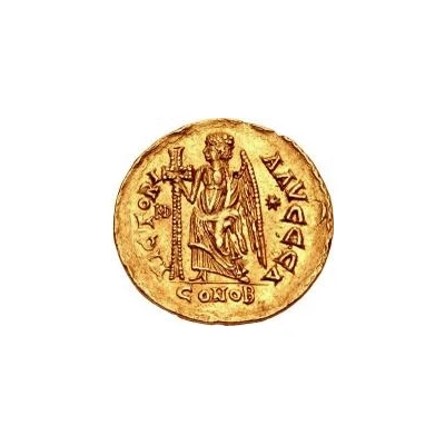 1 Solidus In the name of Anastasius I; Reverse legend ending with letter back