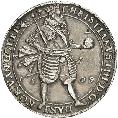 1 Speciedaler - Christian IV Copenhagen mint; round danish arms front