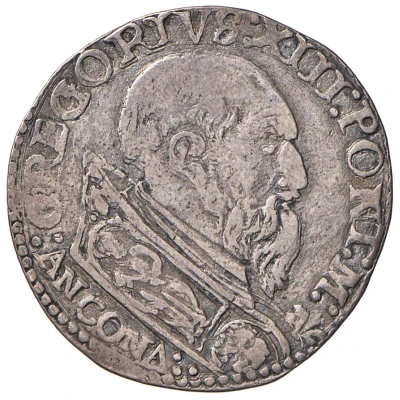 1 Testone - Gregory XIII ANCONA below bust ND front