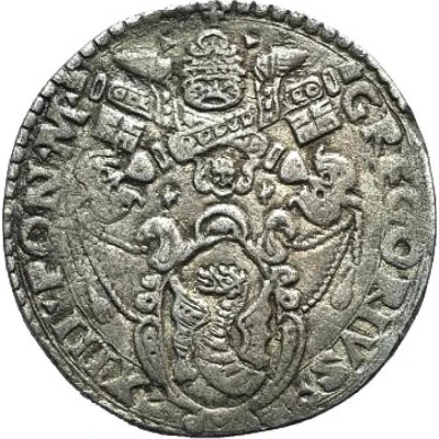 1 Testone - Gregory XIII Shield with seraph ND front