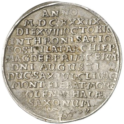 1 Thaler - August of Sachsen-Weissenfels Enthronement front