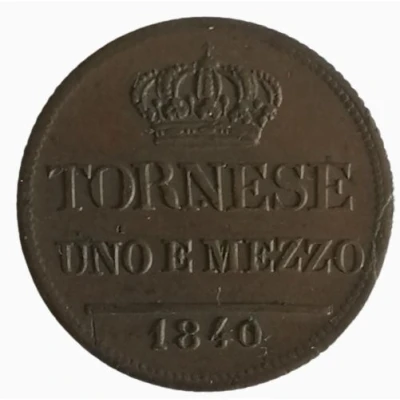 1½ Tornese - Ferdinando II back