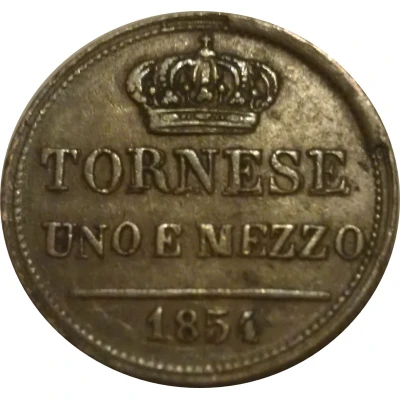 1½ Tornese - Ferdinando II back