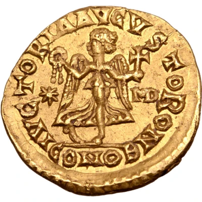 1 Tremissis In the name of Anastasius I; One star left; Milan back