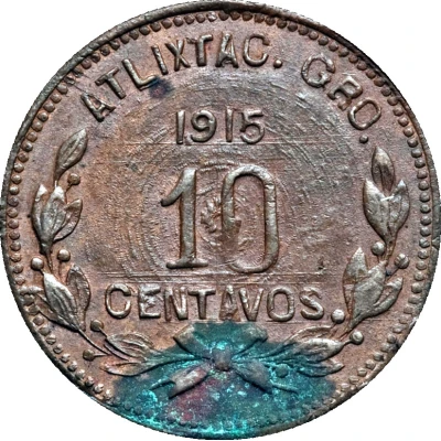 10 Centavos Atlixtac; without dot back