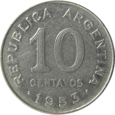 10 Centavos larger head; smooth edge front