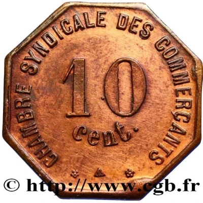 10 Centimes - Chambre Syndicale des Commerçants - Perpignan [66] Copper back