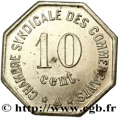 10 Centimes - Chambre Syndicale des Commerçants - Perpignan [66] Nickel-silver back