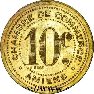 10 Centimes - Chambre de Commerce - Amiens [80] Brass back