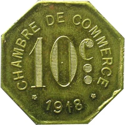 10 Centimes - Chambre de Commerce - Rouen [76] Brass back