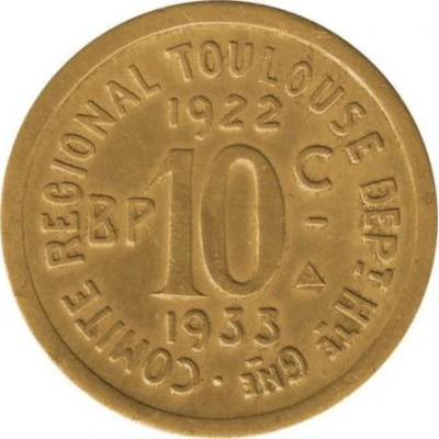 10 Centimes - Comité Régional - Toulouse [31] Brass back