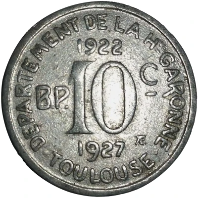 10 Centimes Departement De La H-Garonne; Toulouse back