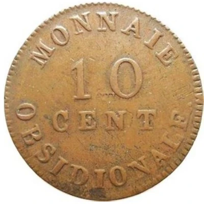 10 Centimes - Napoleon I Antwerp; Siege Coinage back