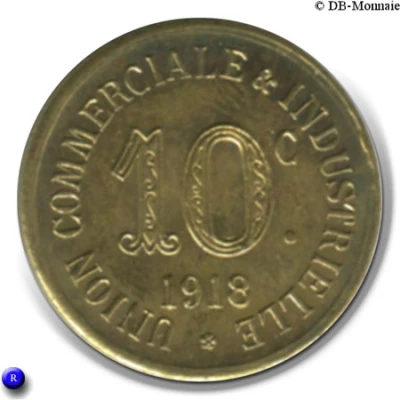 10 Centimes - Union Commerciale Industrielle - Annonay [07] Brass back