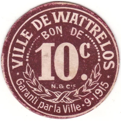 10 Centimes - Ville de Wattrelos [59] front