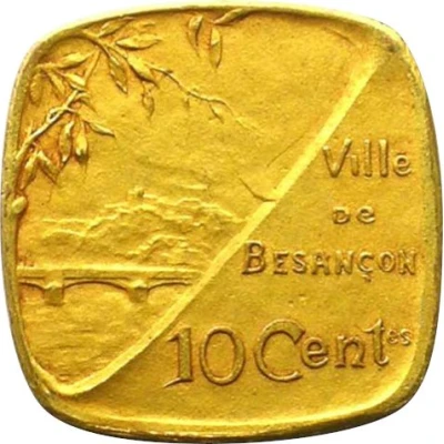 10 Centimes - ville de Besançon [25] Gold plated Brass back