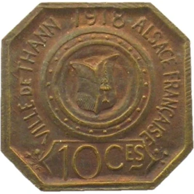 10 Centimes - ville de Thann [68] Copper plated Brass front