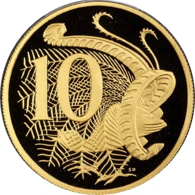 10 Cents - Elizabeth II 4th Portrait - Lyrebird; Gold Proof back