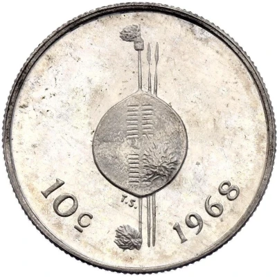 10 Cents - Sobhuza II Independence back