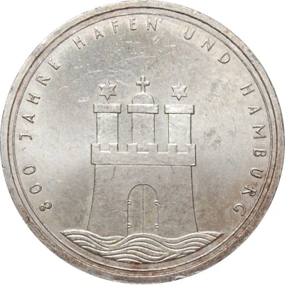 10 Deutsche Mark 800 Years Hamburg back