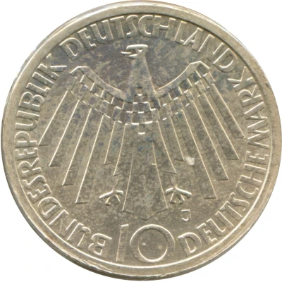 10 Deutsche Mark Olympic Games in Munich, legend "IN MÜNCHEN" front