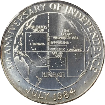 10 Dollars 5th Anniversary of Independence; .500 Silver Issue back