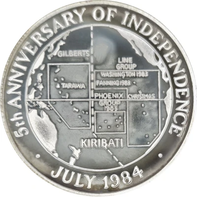 10 Dollars 5th Anniversary of Independence; .925 Silver Proof Issue back