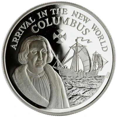 10 Dollars Arrival in the New World; silver proof back