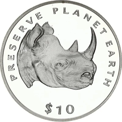 10 Dollars Black rhinoceros back