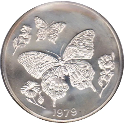 10 Dollars Butterfly; silver proof back