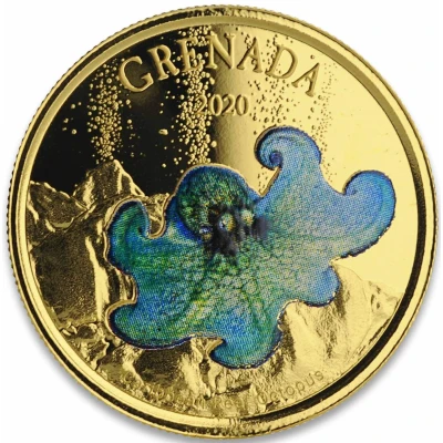 10 Dollars - Elizabeth II Caribbean Reef Octopus; Colourised back