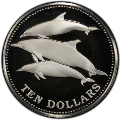 10 Dollars - Elizabeth II Dolphins back