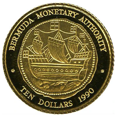 10 Dollars - Elizabeth II Galleon ship back