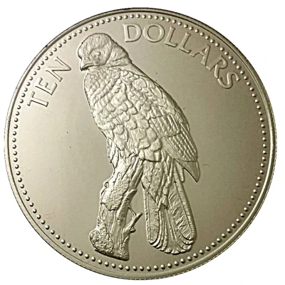 10 Dollars Laughing falcon; silver proof back