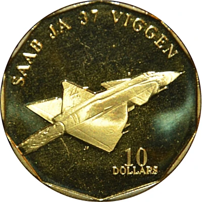 10 Dollars SAAB JA 37 Viggen back