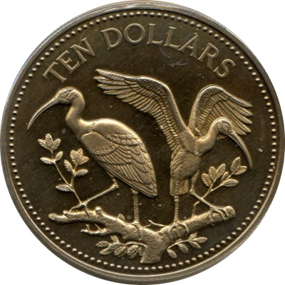 10 Dollars Scarlet Ibis; Copper-Nickel back