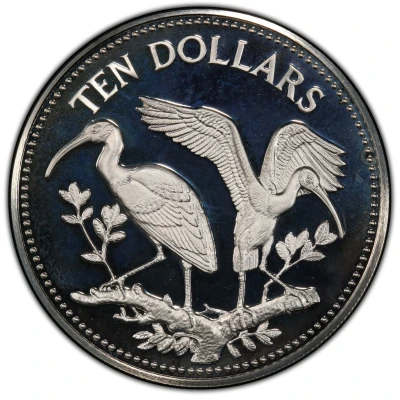 10 Dollars Scarlet Ibis; Silver back