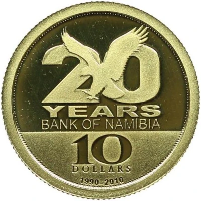 10 Dollars The Bank of Namibia back