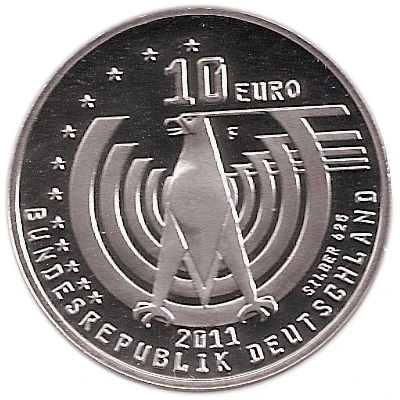 10 Euros 125 Years of Automobile; Silver Proof Issue front