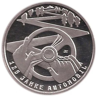 10 Euros 125 Years of Automobile; Silver Proof Issue back