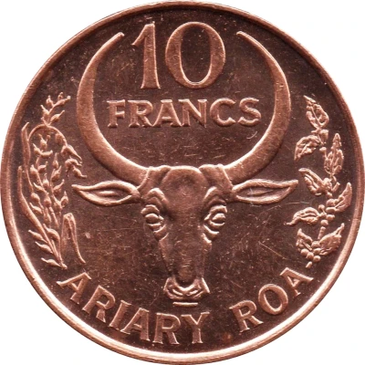 10 Francs / 2 Ariary back