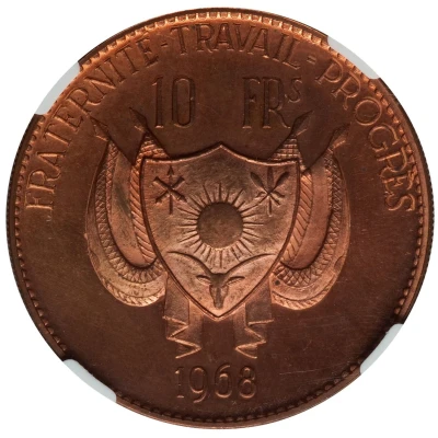 10 Francs Lion; copper pattern front