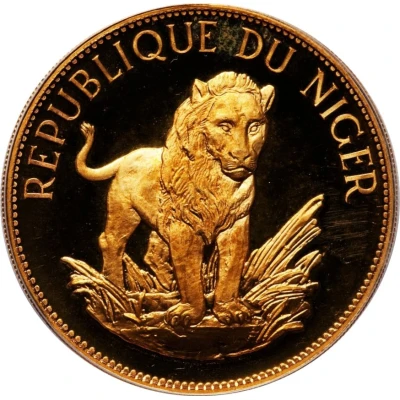 10 Francs Lion; small type; gold plated pattern back