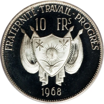 10 Francs Lion; small type; silver plated pattern front